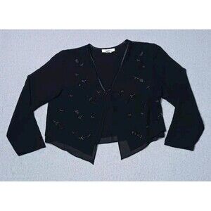VTG Patra Beaded Bolero Shrug Cardigan 12 Black MOB Formal Gala Wedding Guest